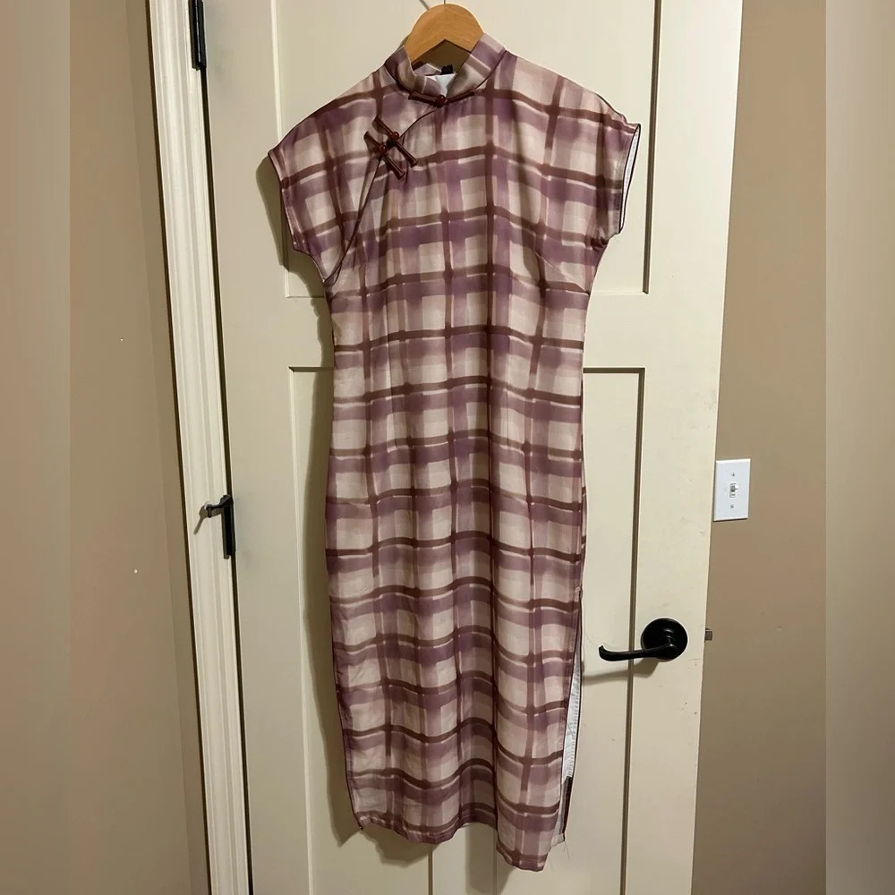 Old Shanghai Hong Kong Style Checker Patterned Ch… - image 2